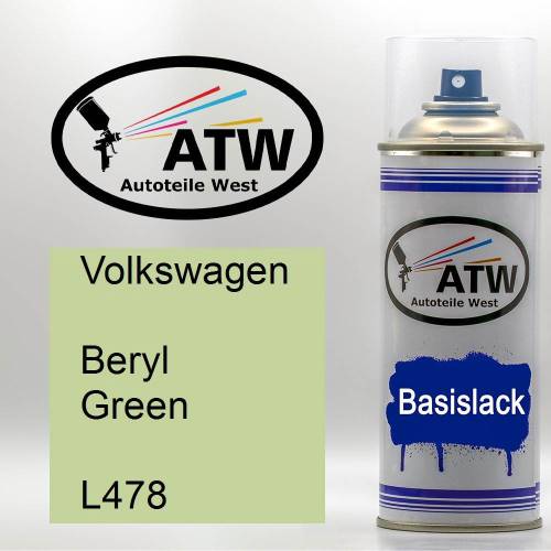 Volkswagen, Beryl Green, L478: 400ml Sprühdose, von ATW Autoteile West.